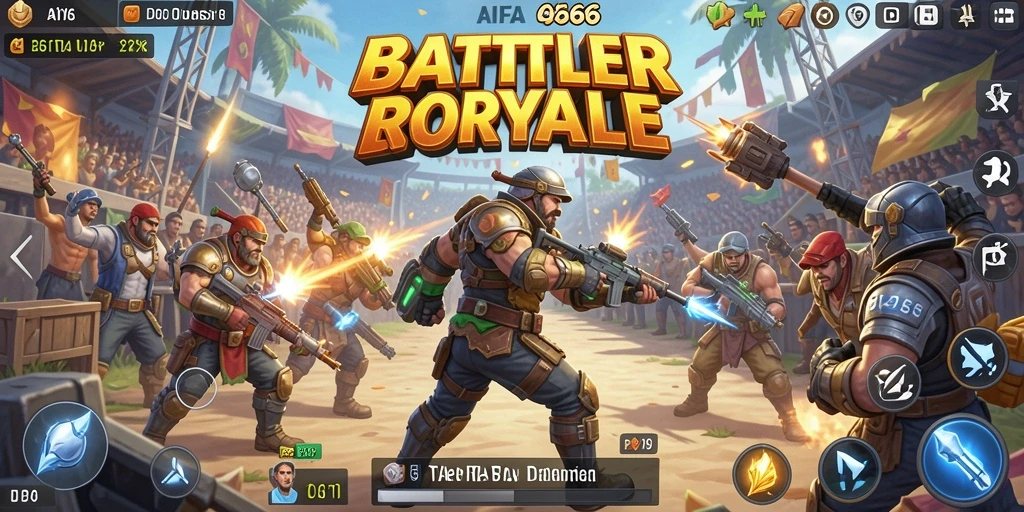 Tampilan gameplay AIFA66 yang penuh aksi di arena Battle Royale.