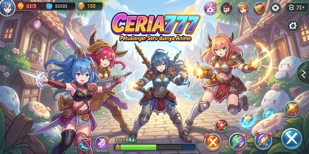 Tampilan gameplay CERIA777 yang penuh warna dan dinamis.
