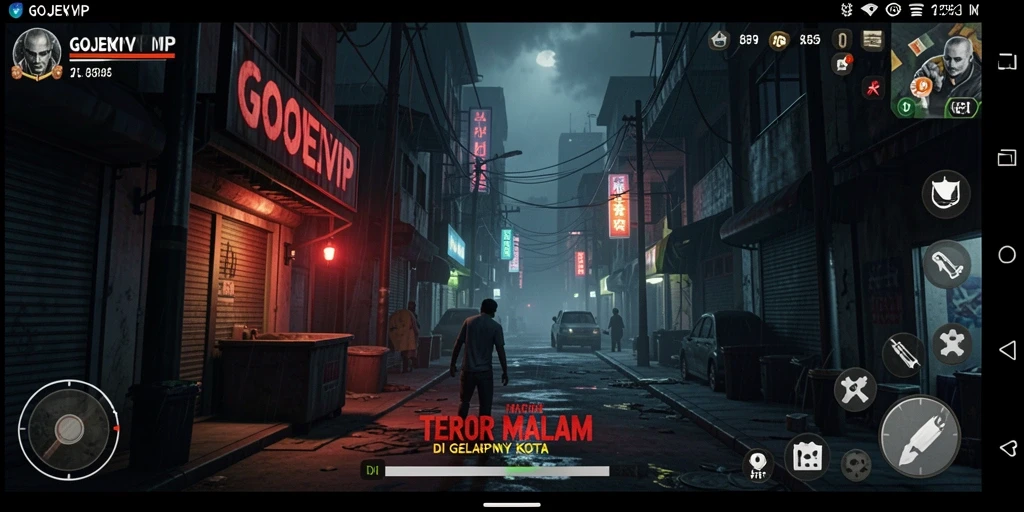 Tangkapan layar menegangkan dari gameplay <strong>GOJEKVIP</strong> di kota sepi.
