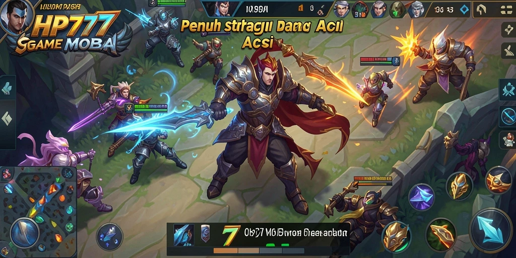 Tangkapan layar gameplay HP777 dengan aksi seru di dalam arena MOBA.