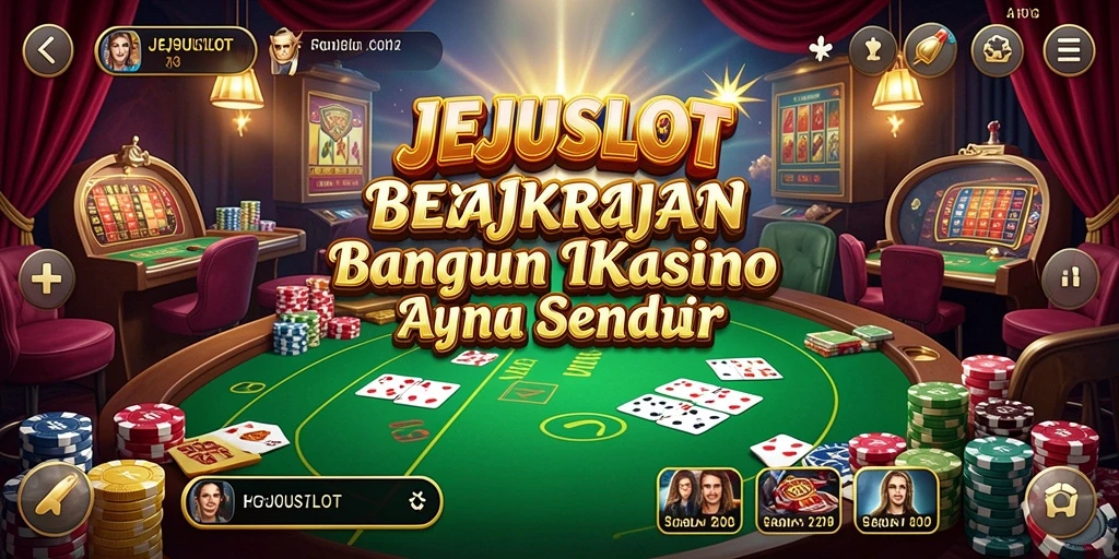 Tampilan gameplay menarik dari JEJUSLOT yang menunjukkan kasino yang sedang dibangun.