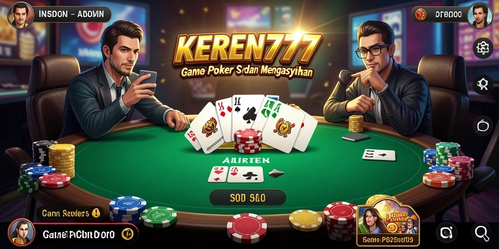 Tangkapan layar gameplay KEREN777 dengan suasana meja poker yang seru.