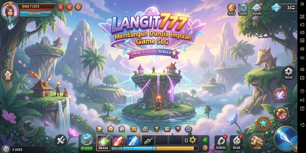Tangkapan layar dari gameplay LANGIT777 yang menampilkan pembangunan kota.