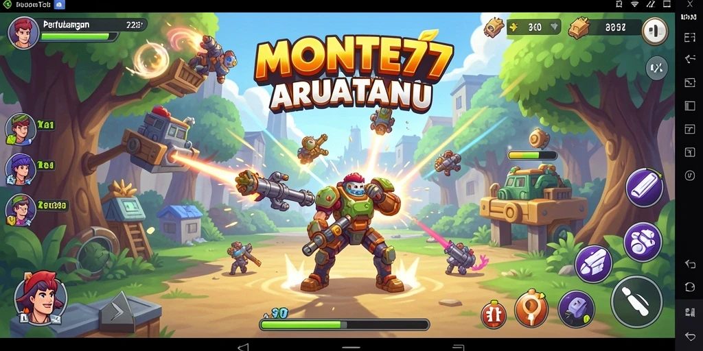 Screenshot utama MONTE77 menampilkan aksi gameplay Arcade yang seru dan menantang.
