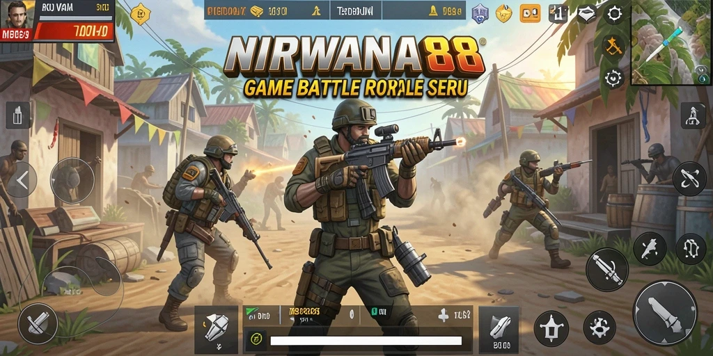 Screenshot gameplay NIRWANA88 menampilkan aksi Battle Royale yang seru.