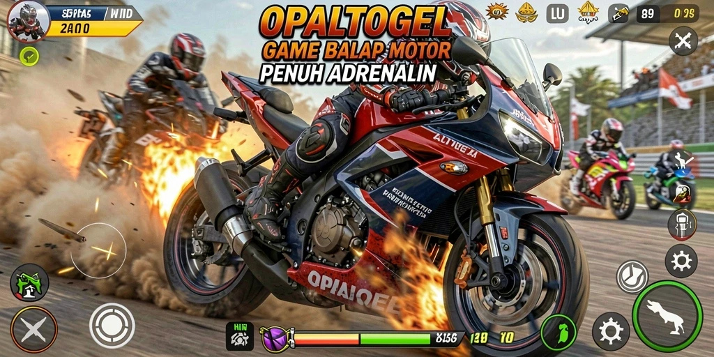 Tampilan gameplay OPALTOGEL yang mendebarkan saat balapan motor.