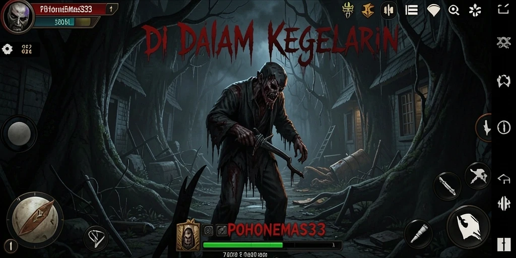 Tampilan gameplay POHONEMAS33 yang menegangkan dan menyeramkan.