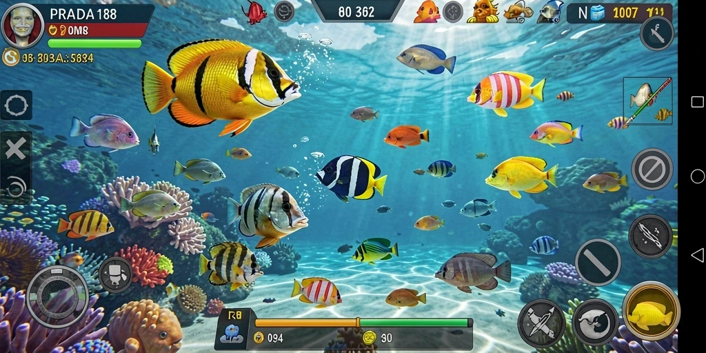 Tampilan gameplay seru di PRADA188 saat menangkap ikan.