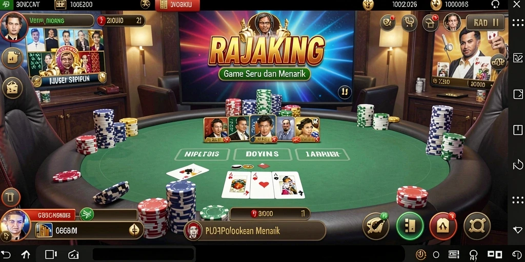 Tangkapan layar RAJAKING menampilkan permainan Poker yang seru dan interaktif.