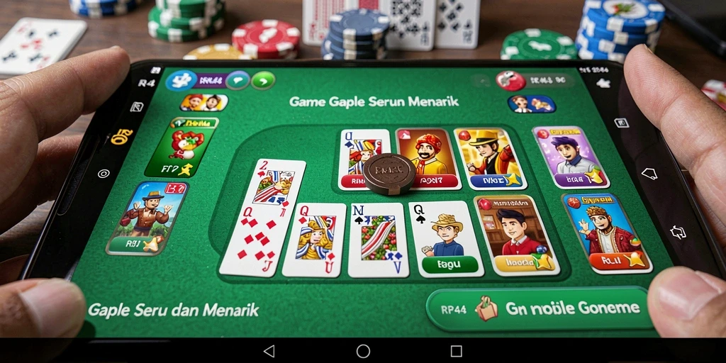 Screenshot gameplay RR44 yang menunjukkan keseruan bermain Gaple.