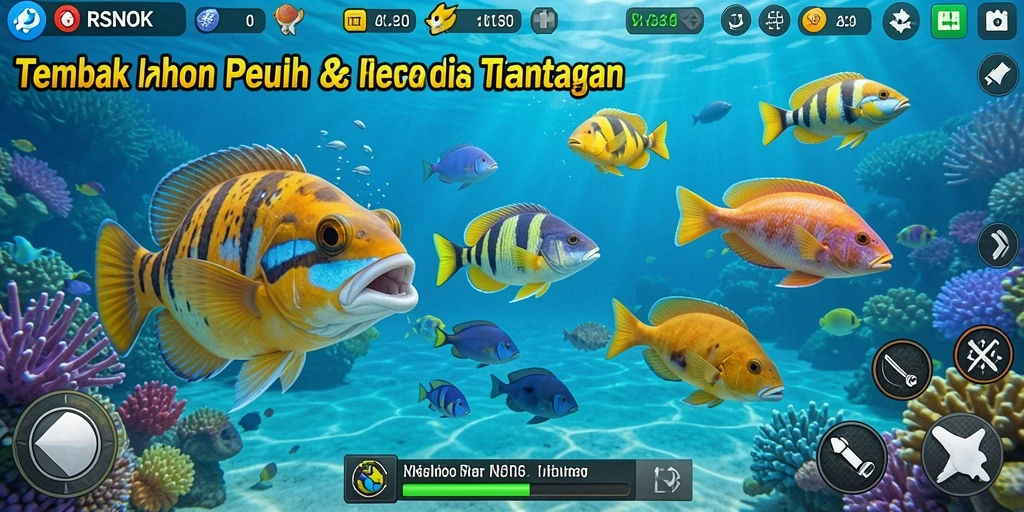 Tampilan gameplay seru saat menembak ikan di RSNOK.