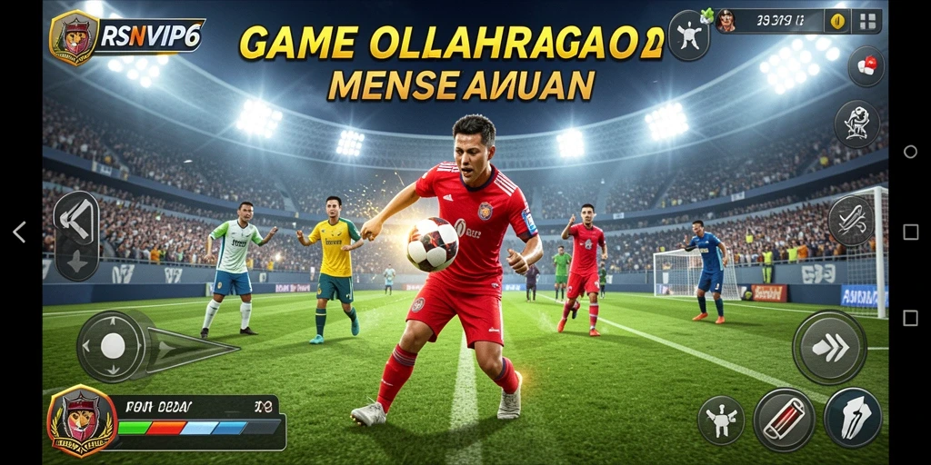 Screenshot utama RSNVIP6 menampilkan aksi intens dalam olahraga.