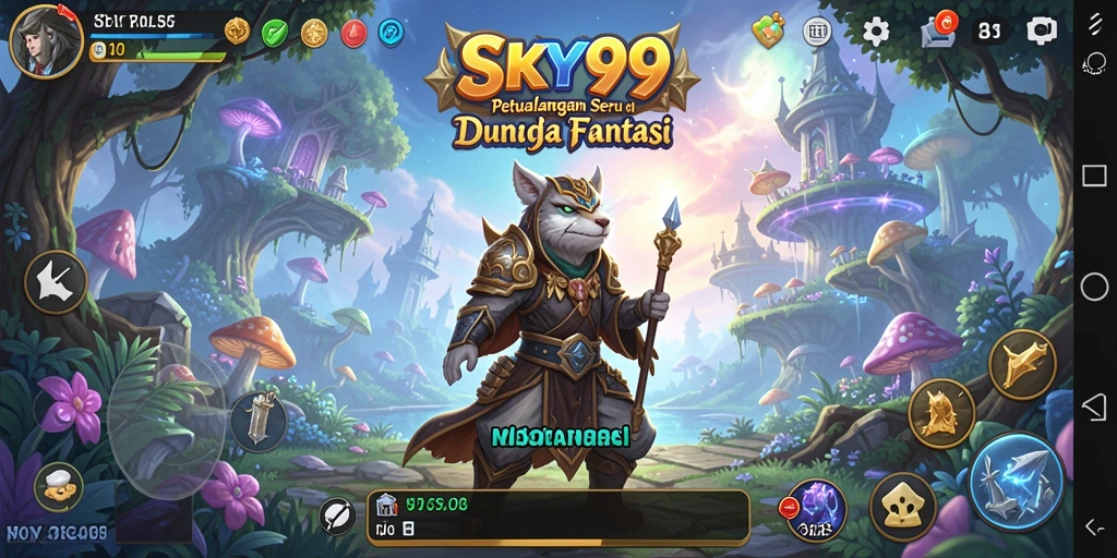 Gameplay SKY99 menampilkan pertarungan seru dan karakter yang berjuang.