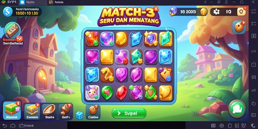 Screenshot gameplay SVIP4 yang menampilkan keseruan Match-3.