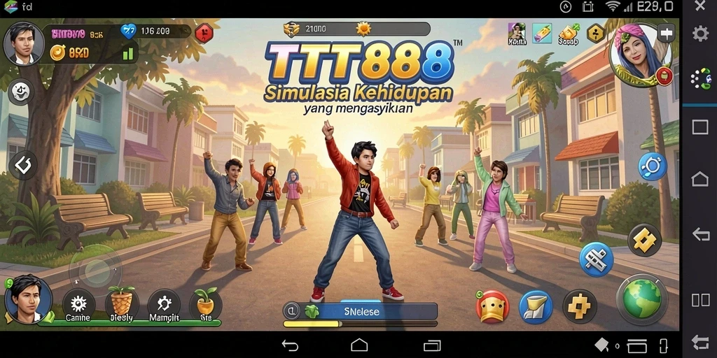 Screenshot menunjukkan gameplay TTT888 dengan interaksi sosial yang dinamis.