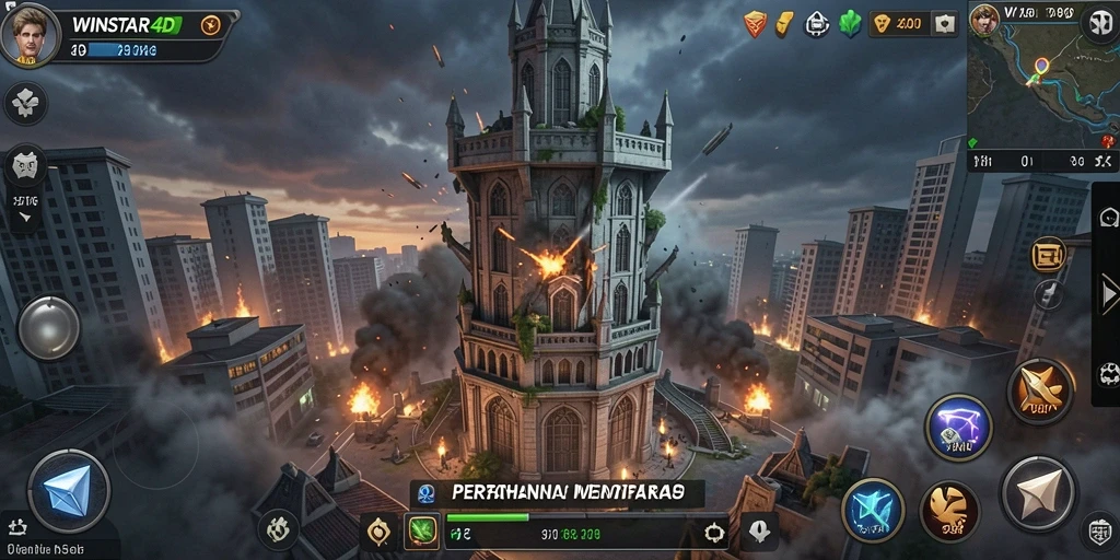 Tangkapan layar menampilkan pertempuran seru di WINSTAR4D.